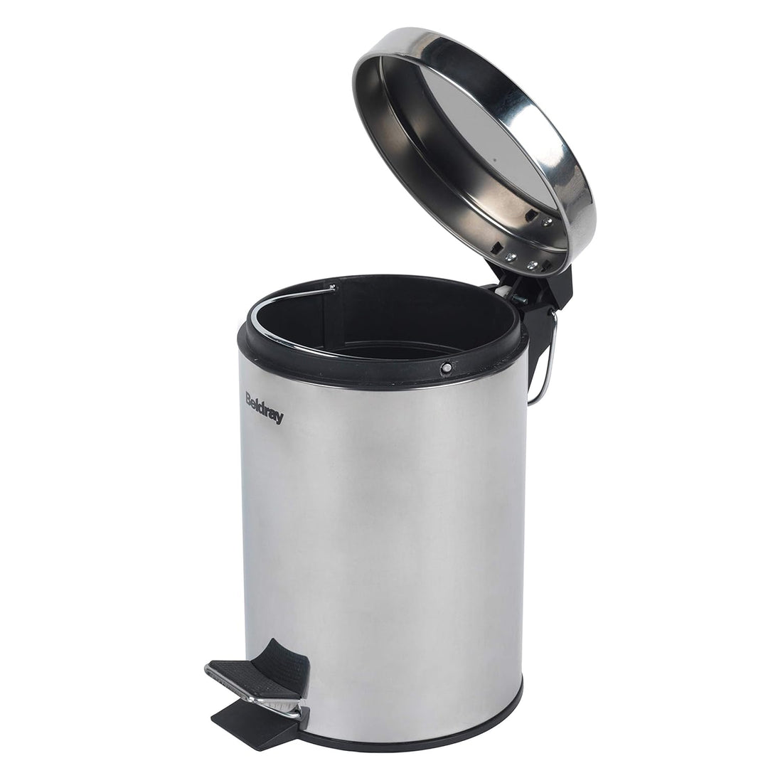 Beldray LA038098SS Badezimmer-Fusspedal-Mülleimer - Kleiner runder Edelstahl-Hygienemülleimer für Sc