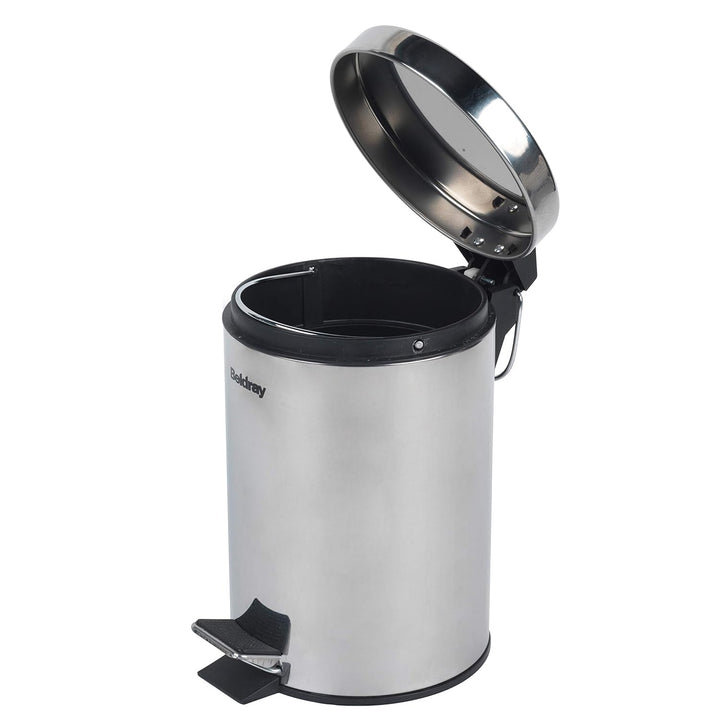Beldray LA038098SS Badezimmer-Fusspedal-Mülleimer - Kleiner runder Edelstahl-Hygienemülleimer für Sc