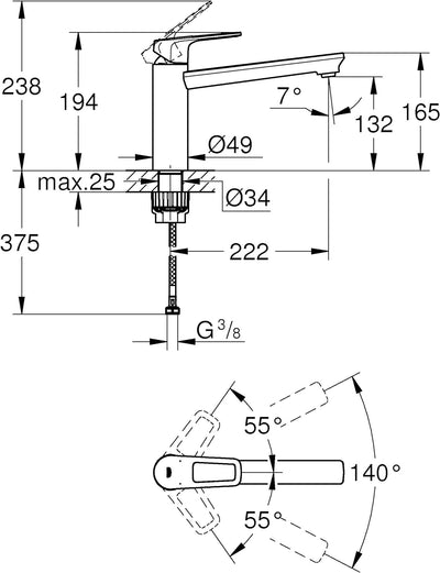 GROHE BauLoop | Küchenarmaturen - Einhand-Spültischbatterie, mittelhoher Auslauf | chrom | 31706000