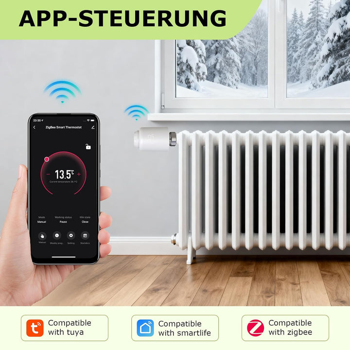 Smart Heizkörperthermostat, 3 Stück Smart Heizungsthermostat mit App-Funktion, Programmierbar Heizun