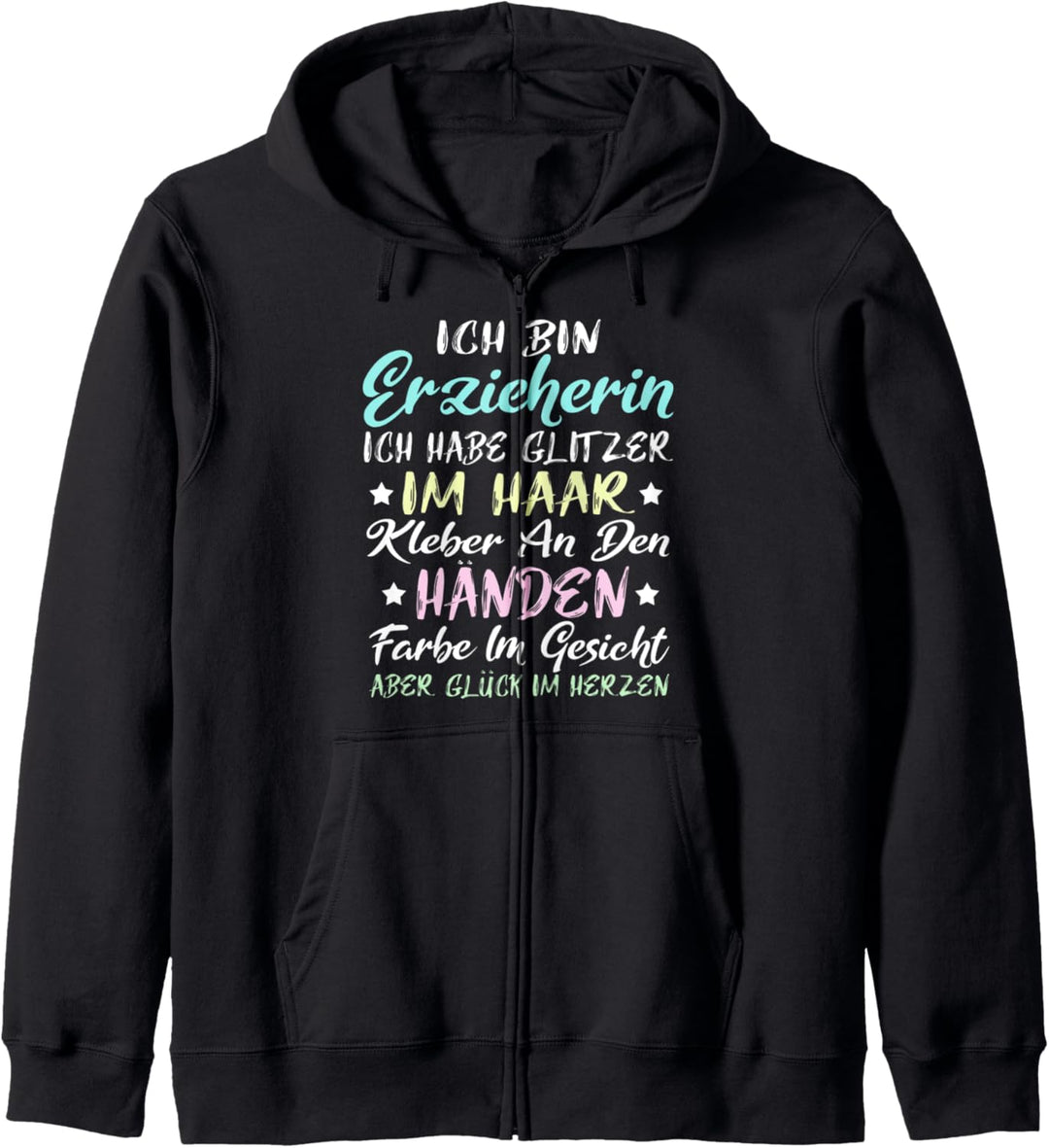 Glitzer im Haar - Kleber an den Händen - Erzieherin Kapuzenjacke