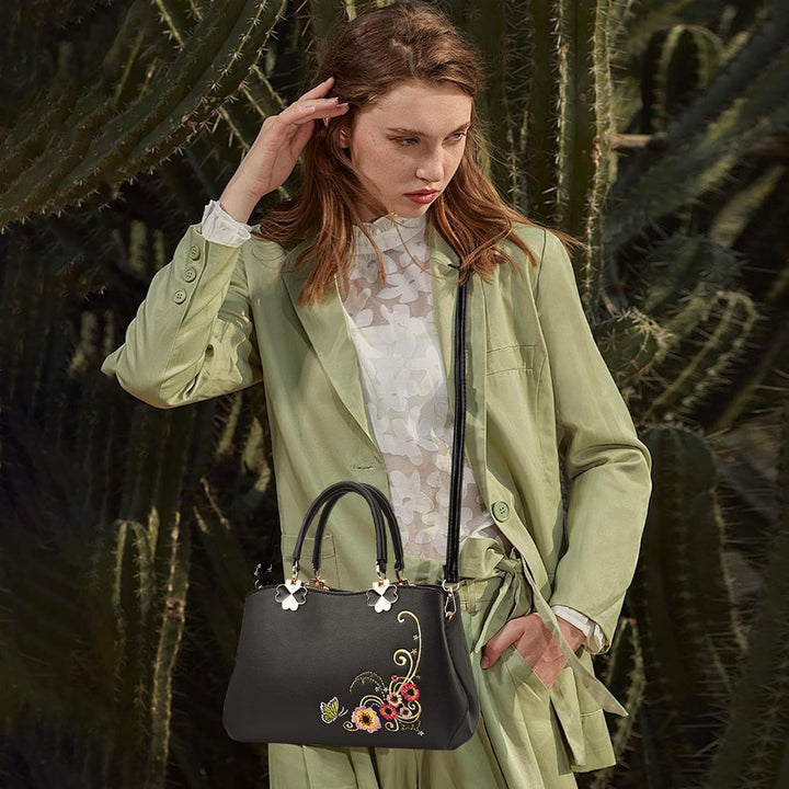 NICOLE&DORIS Handtaschen Damen Mode Schultertasche Geldbörse Retro Umhängetasche Frau Tote Stickerei