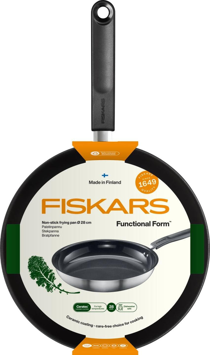 Fiskars Bratpfanne, Ø 28 cm, Beschichtete Pfanne, Für alle Kochfelder geeignet, Recycelter Edelstahl