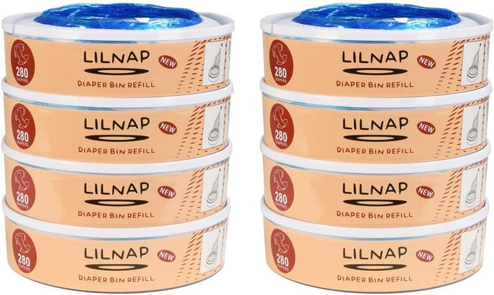 LILNAP - 8 Nachfüllkassetten kompatibel mit Angelcare Windeleimer & Litter Locker II (RUNDE KASSETTE
