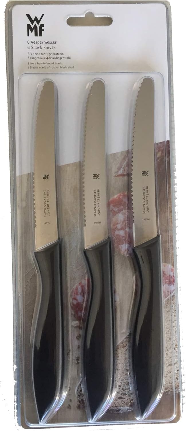 WMF Classic Line Frühstücksmesser Set 6-teilig, 23 cm, Brötchenmesser Wellenschliff, Brotzeitmesser,