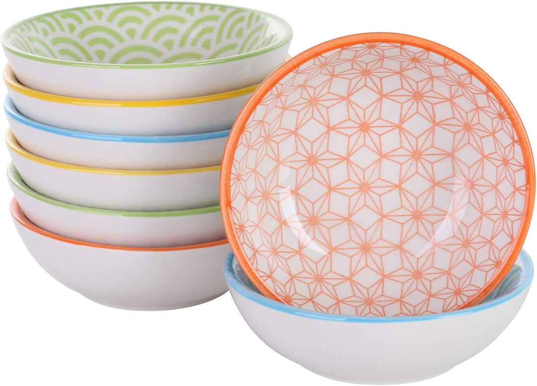 vancasso Natsuki Porzellan Dipschalen Set, 8-teilig Schälchen, Ø 8,8 cm Snackschalen, Servierschalen