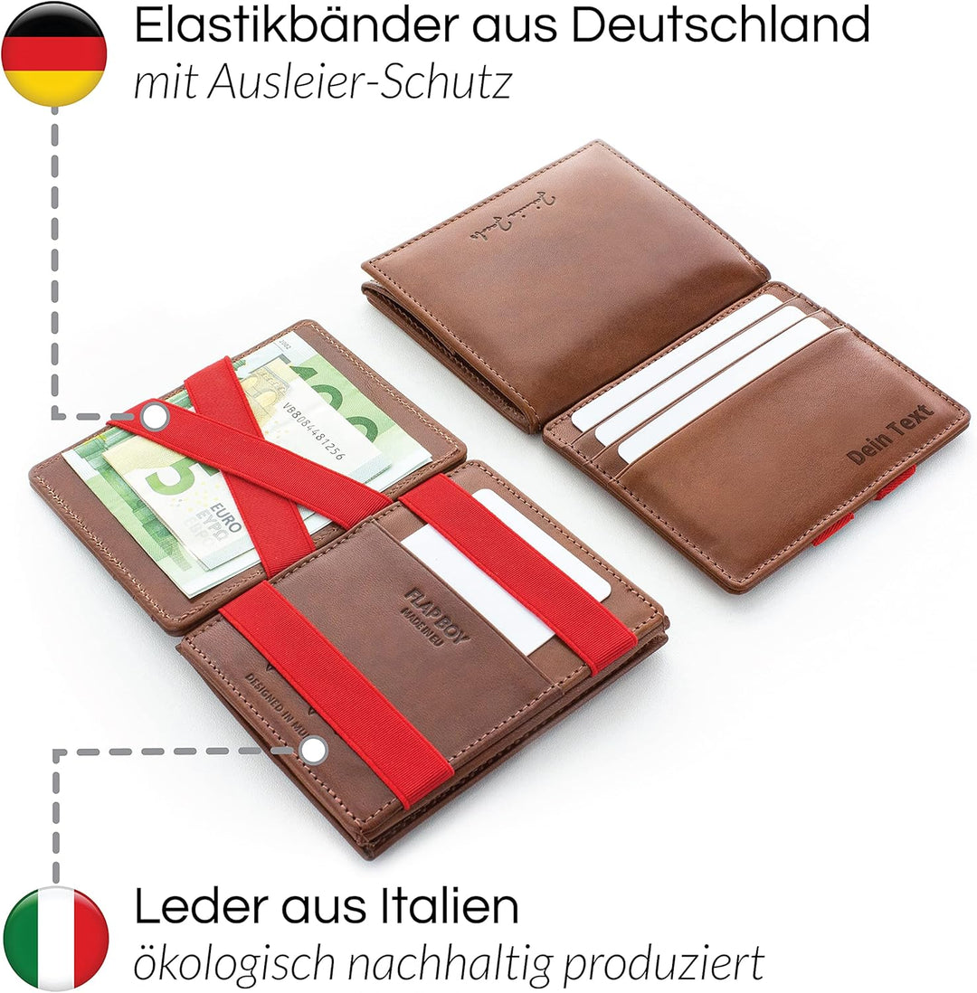 Jaimie Jacobs Flap Boy mit Gravur - Das Original - Magischer Geldbeutel mit Münzfach RFID-Schutz Ges