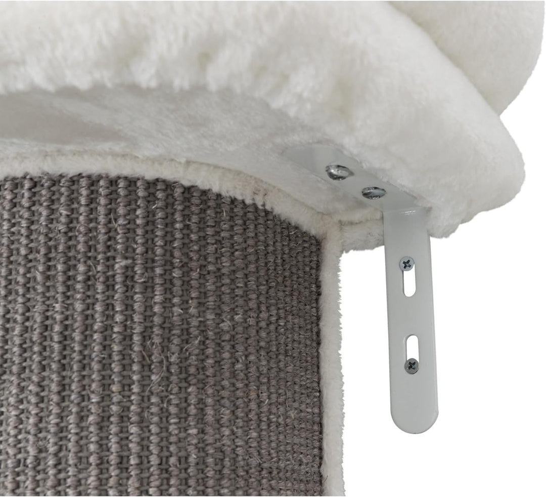 TRIXIE Kratzbaum Acadia 160 cm in weiss/grau – mehrstöckiger Katzenbaum mit gemütlichen Liegeflächen