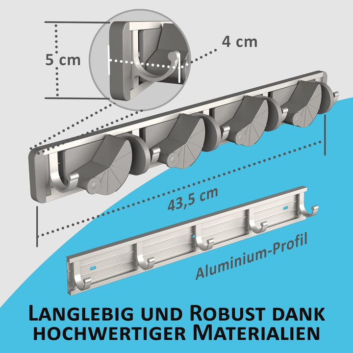 Platzsparender Gerätehalter [2er Set] - Aluminium-Profil mit 4 individuell positionierbaren Halterun