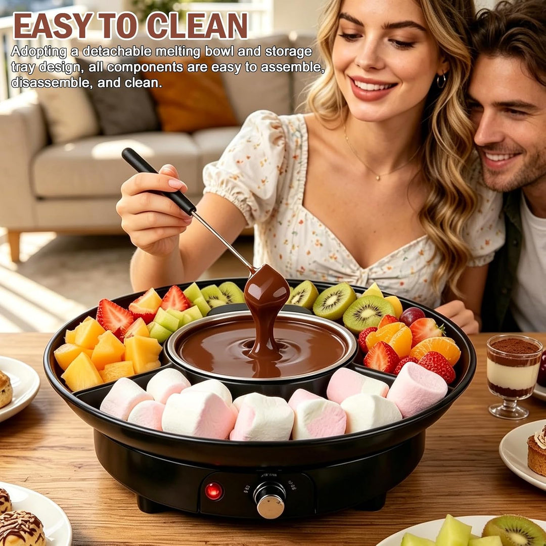 PORFOYO Elektrisches Schokofondue, 280ml Schokoladenschmelzer mit 2 Gabeln, Schokoladen Fondue mit 2
