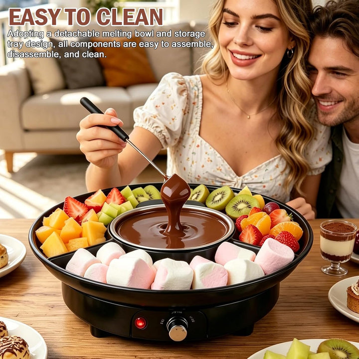 PORFOYO Elektrisches Schokofondue, 280ml Schokoladenschmelzer mit 2 Gabeln, Schokoladen Fondue mit 2