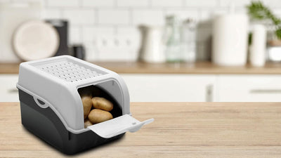 ARTECSIS Kartoffel Aufbewahrungsbox weiss 2er Set I Gemüsebox Kartoffelbox mit Deckel für ca. 4 kg K