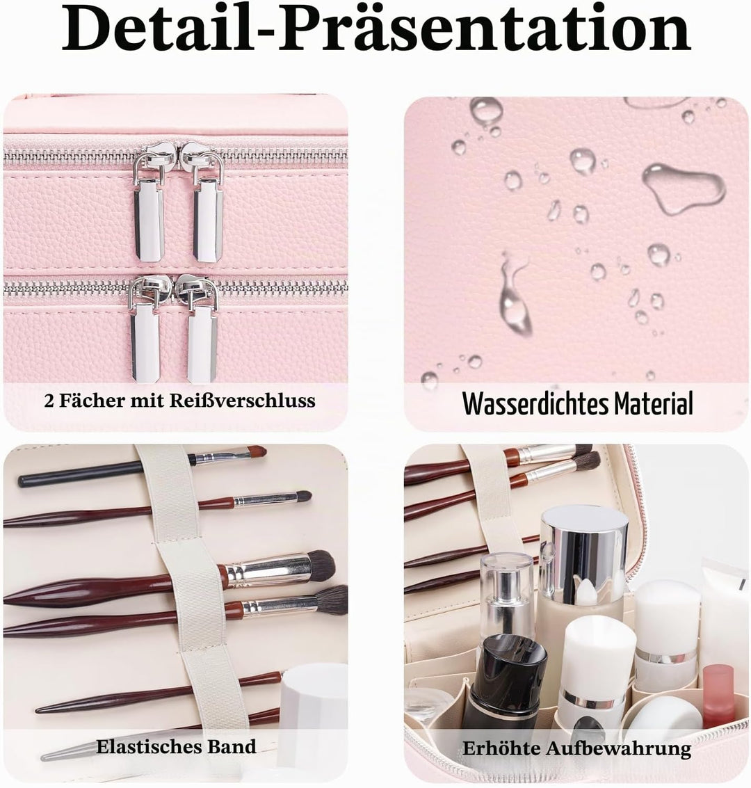 Kosmetiktasche,Kulturtasche Damen,Make up Tasche Mit Grossem Fassungsvermögen und Zwei Ebenen,Reise-