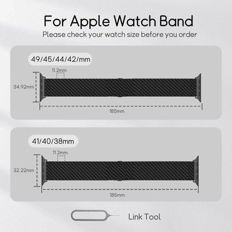 LULULOOK Carbon Armband für Apple Watch Ultra 2/Ultra 49mm 45mm 44mm 42mm, 100% Rein Kohlefaser Ersa