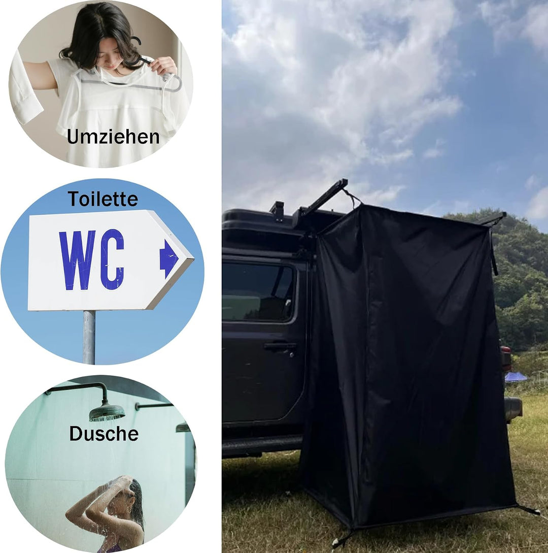 Schwarz Camping Dushzelt, 180X100X100CM Universal Outdoor Privatsphäre Campingdusche Abdeckhaube, Tr