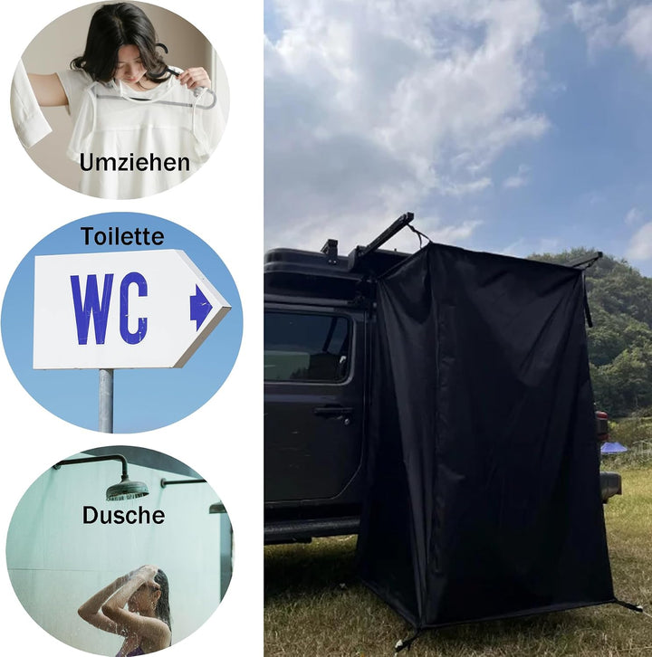 Schwarz Camping Dushzelt, 180X100X100CM Universal Outdoor Privatsphäre Campingdusche Abdeckhaube, Tr