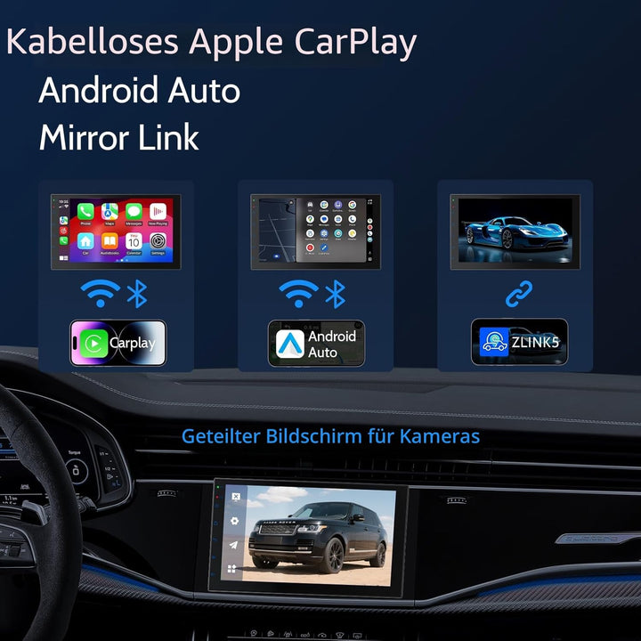 2 Din Autoradio 7 Zoll HD Touchscreen, Wireless Apple CarPlay & Android Auto, Bluetooth, SWC | Unive