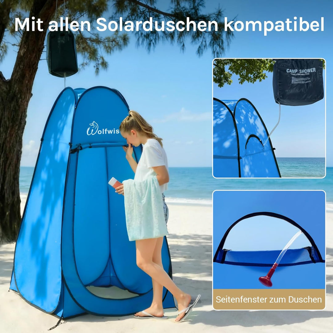 WolfWise Pop-Up Duschzelt Camping & Umkleidezelt – Kompakt & Leicht 2kg mit Tasche, Schneller Aufbau