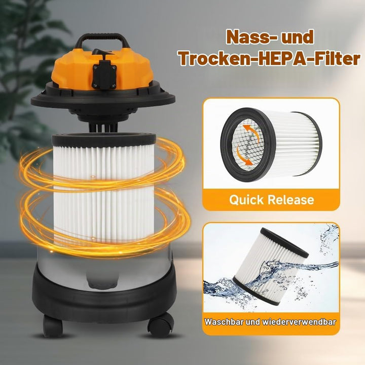 Hoteche 1200W Nass-Trockensauger - 40L Metallbehälter, 1.4m³/min Luftstrom, 15KPa Saugkraft, mit Bla