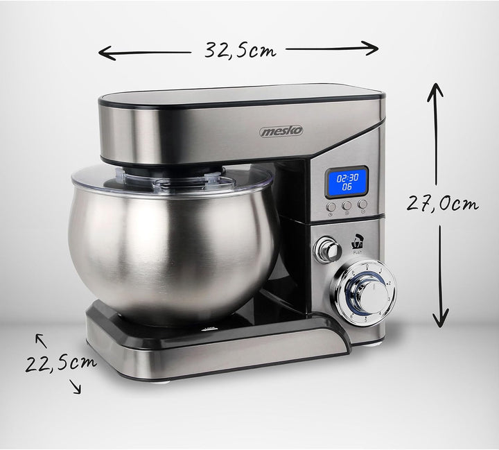Mesko MS4228 Küchenmaschine, 5 Liter, professionelle Orbital-Küchenmaschine, 6 Geschwindigkeiten + P
