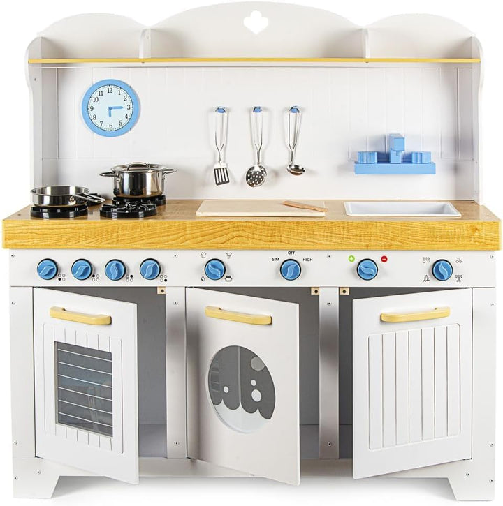 Leomark Grosse Kinderküche aus Holz Saint Tropez Spielküche mit Metalltöpfe Holzküche für Kinder Spi