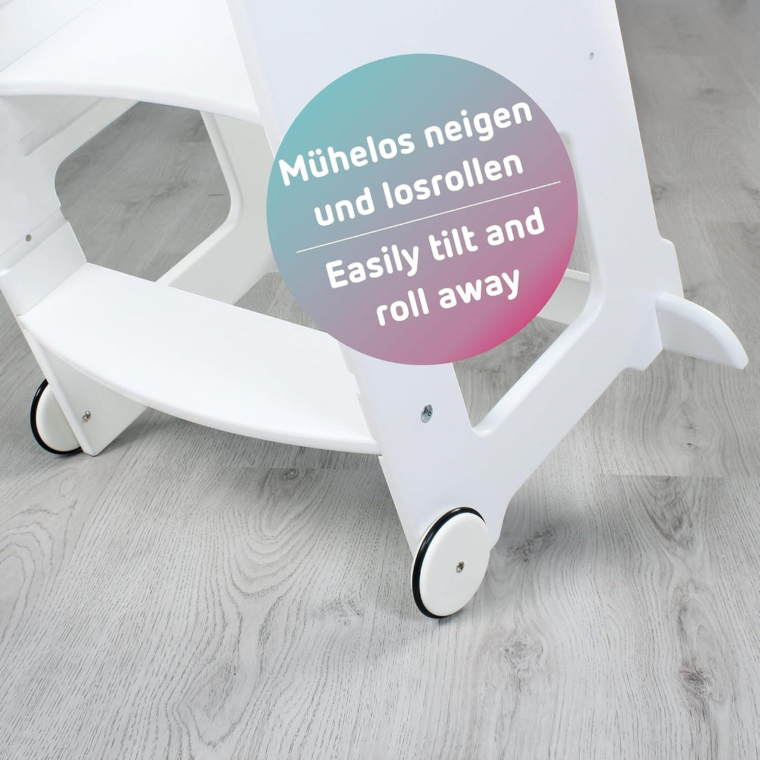 babybay Rollensatz mit Gummierung für Lernturm Littlefoot, weiss lackiert 9,2 x 9,2 x 1,8 cm Weiss L