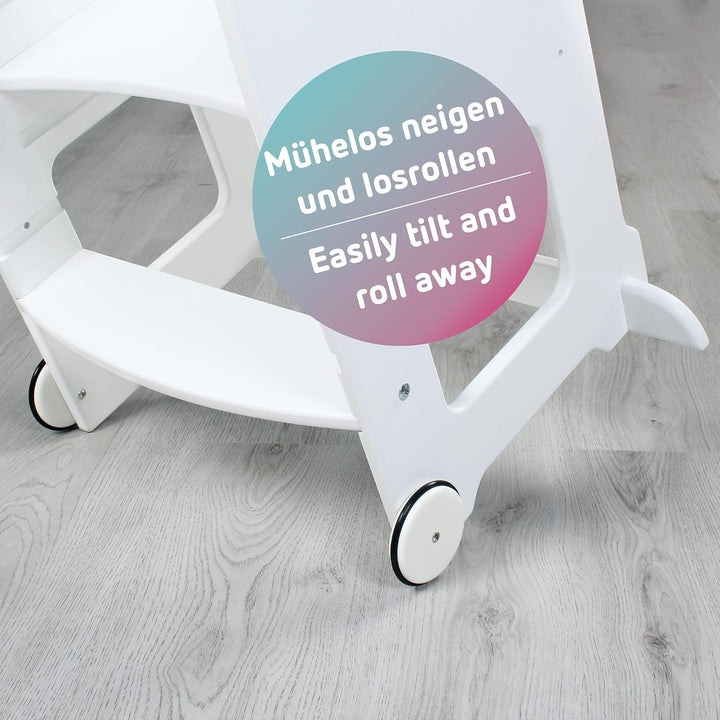 babybay Rollensatz mit Gummierung für Lernturm Littlefoot, weiss lackiert 9,2 x 9,2 x 1,8 cm Weiss L