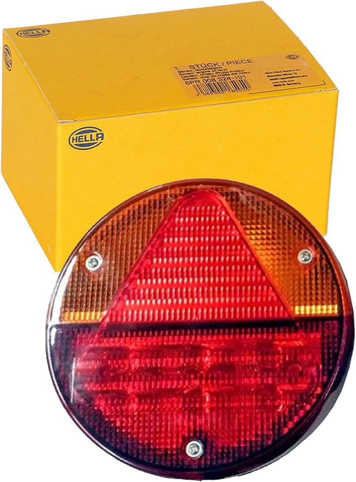 HELLA - Heckleuchte - Hybrid - 12V - Anbau/geschraubt - Lichtscheibenfarbe: rot/gelb - LED-Lichtfarb