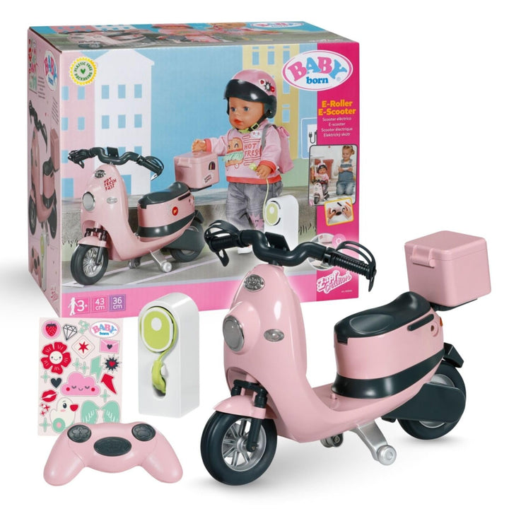 BABY born E-Scooter, Ferngesteuerter Roller mit Ladestation zum Aufladen Spielen, für 43cm Puppen, 8