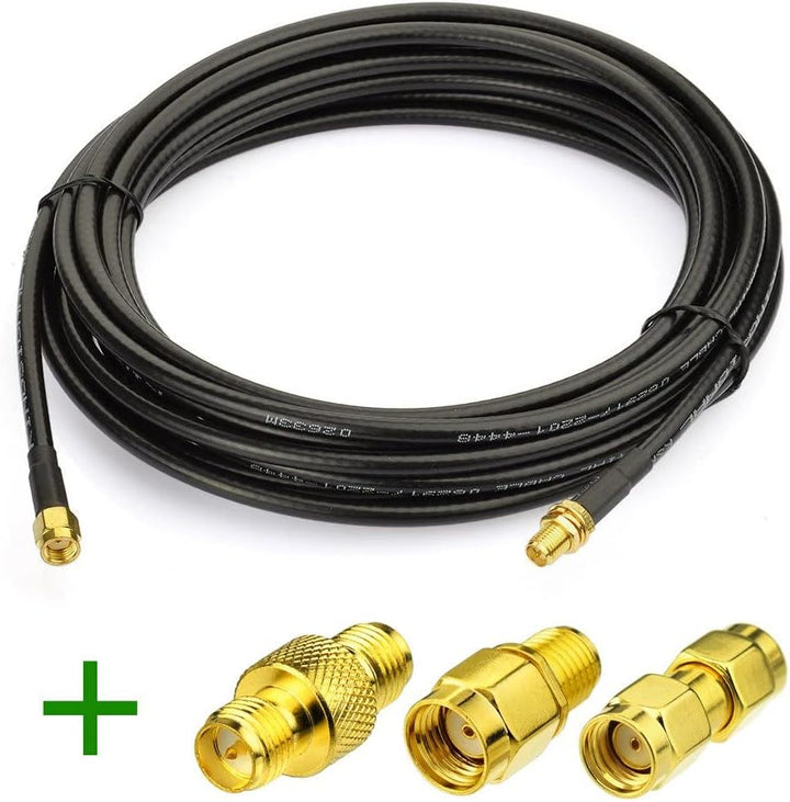 BINGFU WLAN Antenne Verlängerungskabel RP-SMA Stecker auf RP-SMA Buchse 5m KSR195 Antennenkabel 4 Ki