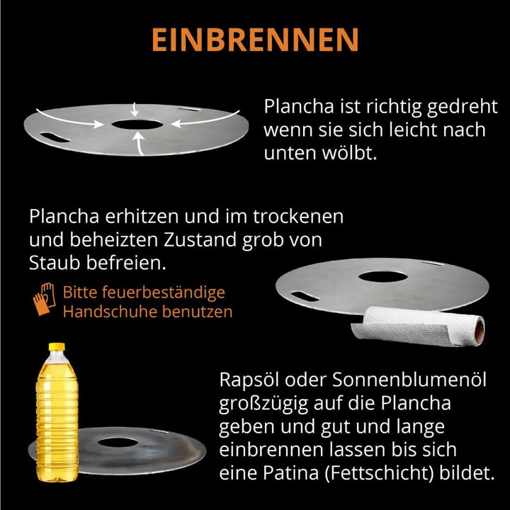 Terma Feuerschale mit Feuerplatte 69-80-100cm -Der Neue Grill Trend- Plancha Grillplatte feuertonne