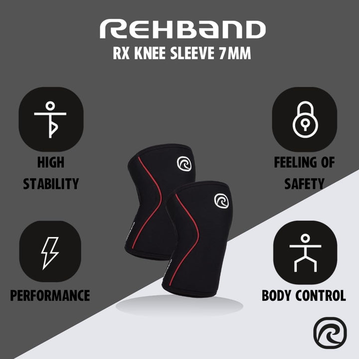 Rehband Kniebandage für Kraftsport & Fitness - Kniebandage 7mm Neopren, flexibel & rutschfest, Knee