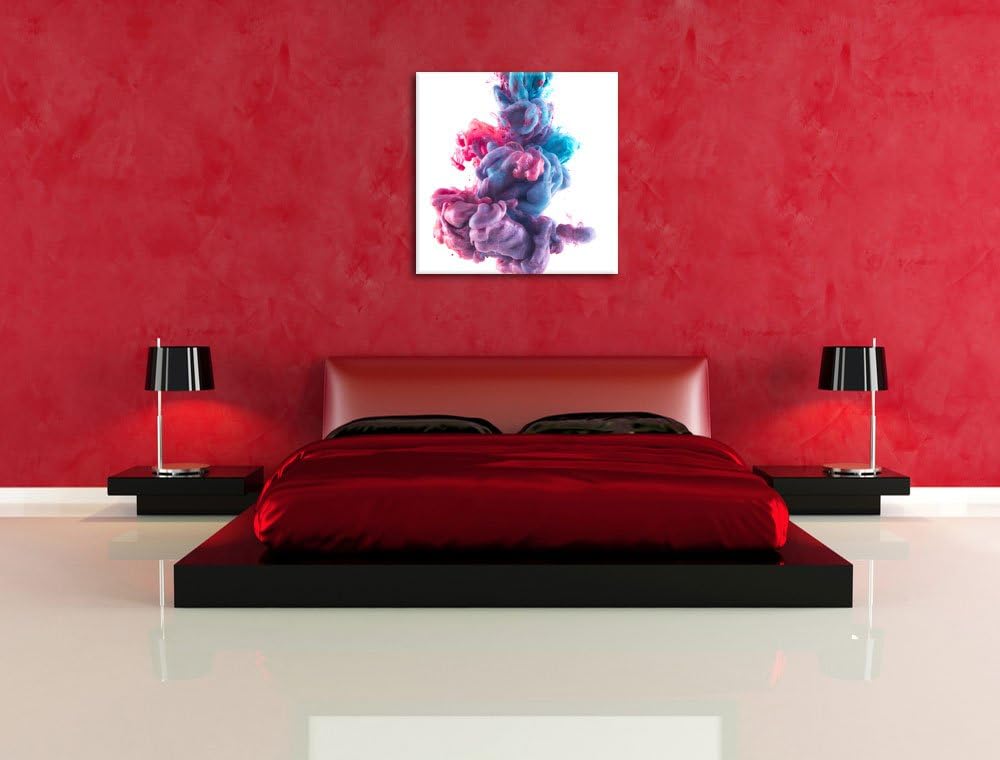 Abstrakt Art Bunter Qualm, Format: 70x70 auf Leinwand, XXL riesige Bilder fertig gerahmt mit Keilrah
