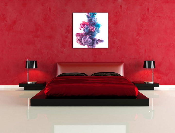 Abstrakt Art Bunter Qualm, Format: 70x70 auf Leinwand, XXL riesige Bilder fertig gerahmt mit Keilrah