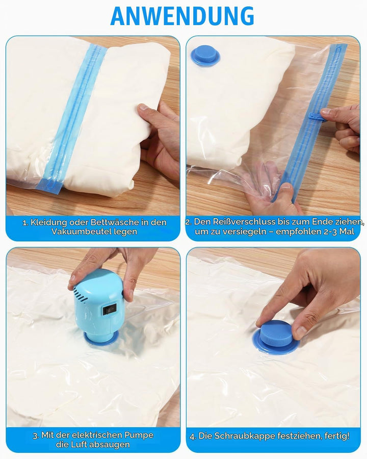 Vakuumbeutel für Kleidung, 13 Stück(2 Jumbo,3 Gross,3 Mittelgross,3 Klein), Vakuumbeutel für Bettdec