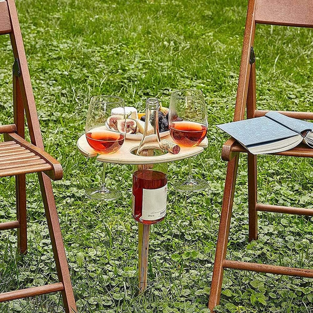 Tragbarer Outdoor-Klapp-Weintisch-Weinglashalter für Strand-Hinterhof-Picknick-Party