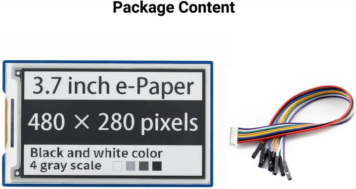 Waveshare 3.7inch E-Paper E-Ink Display HAT for Raspberry Pi with 480×280 Pixels Black/White 4 Grey