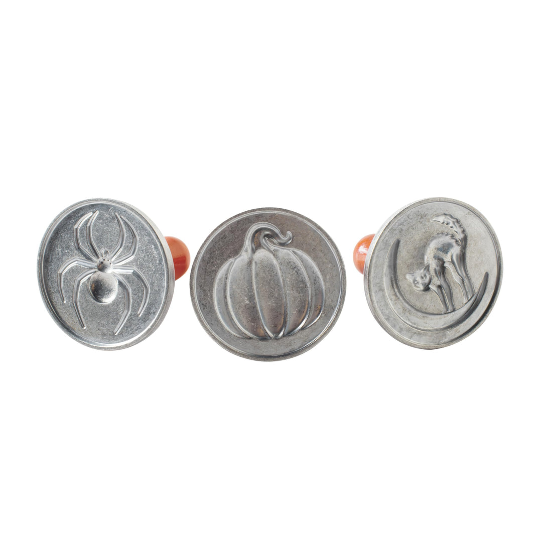 Nordic Ware Halloween Cookie Stamps (3er Set), stabiles Aluguss Keksstempel Set, Cookie Press Set Ma