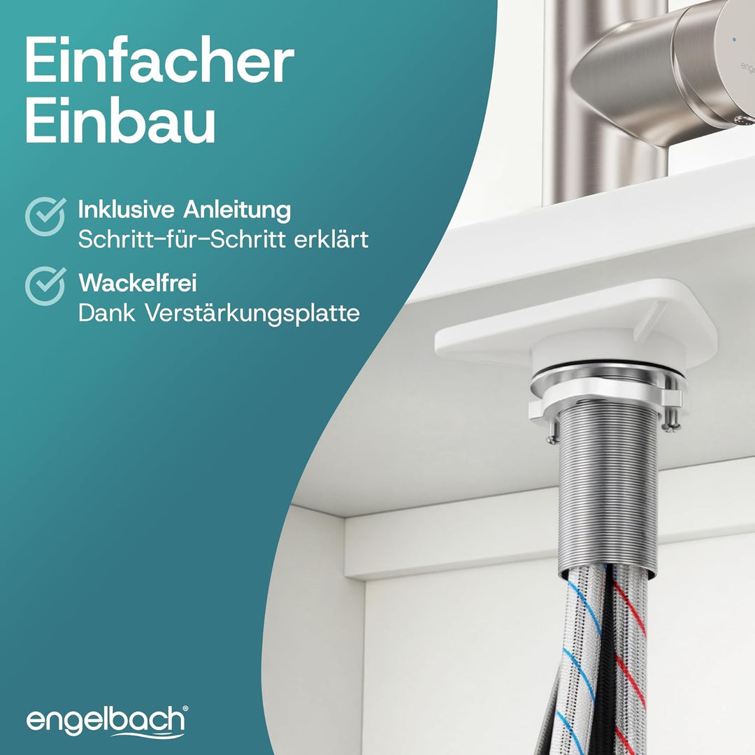 Engelbach® Wasserhahn Küche - ausziehbar & 360 Grad schwenkbar für maximale Reichweite - 304 Edelsta