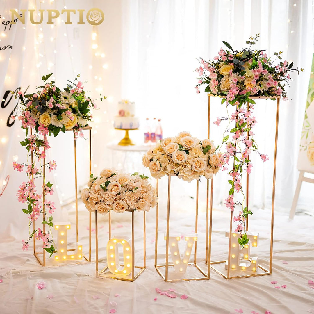 Nuptio Gold Vase für Hochzeit Tafelaufsätze - 2 Stück 80cm Hohe Metallblumenvasen Blumen Stehen für