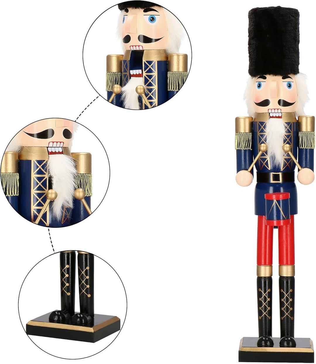 SPRINGOS Nussknacker Figur mit Trommler Kosakenmütze Dekofigur aus Holz 14 x 61 cm 61 cm Soldat M.tr