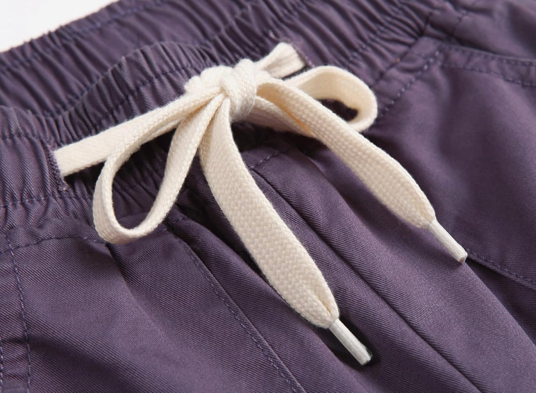 Mädchen Cargo Hose Straight Kinder Cargohose mit Gummizug, Dunkelviolett