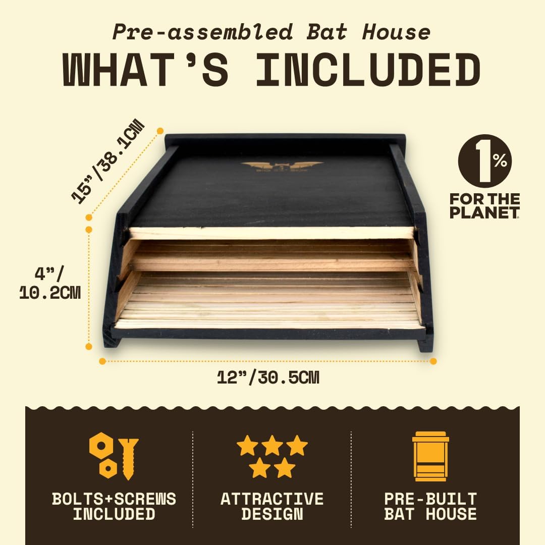 BIGBATBOX -Bat Houses for Outdoors - Proven Bat Box Design, Premium 2-Chamber Cedar Bat House. Enjoy