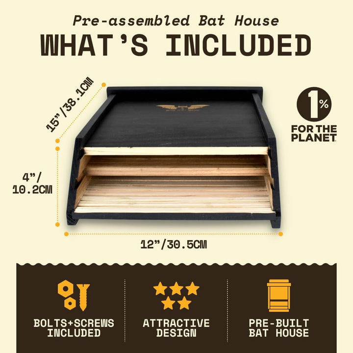 BIGBATBOX -Bat Houses for Outdoors - Proven Bat Box Design, Premium 2-Chamber Cedar Bat House. Enjoy