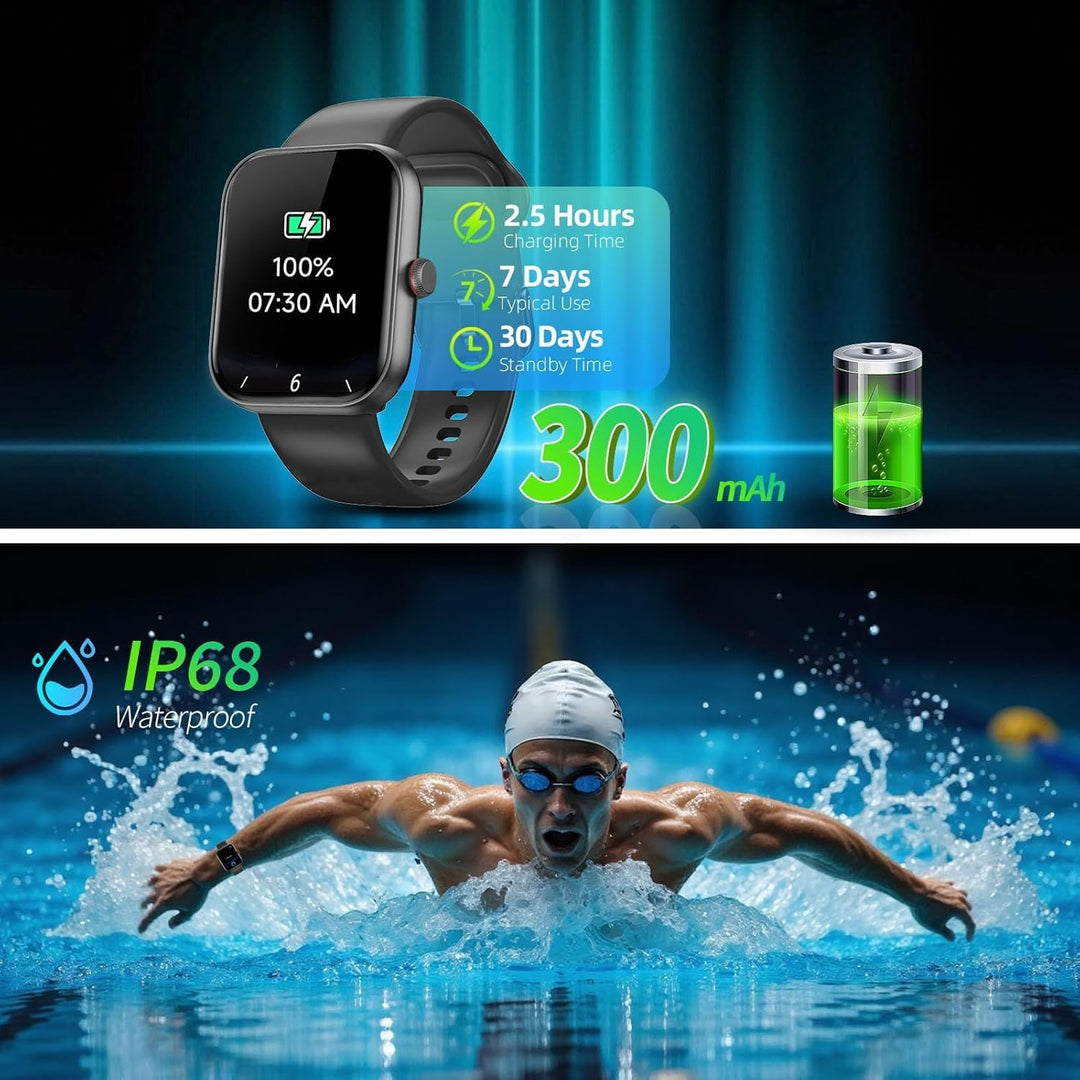 Smartwatch Herren Damen, 1,91" HD Fitnessuhr mit Alexa &amp; Telefonfunktion, 100+ Sportmodi Smart Watch