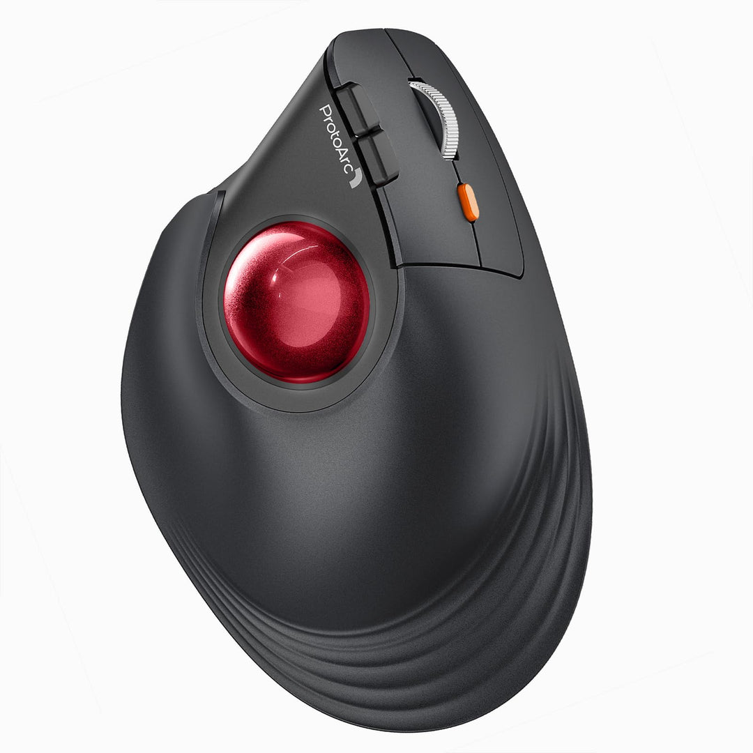 ProtoArc EM05 NL Vertikale Trackball Maus, Kabellos Bluetooth Ergonomische Rollerball Maus mit Finge