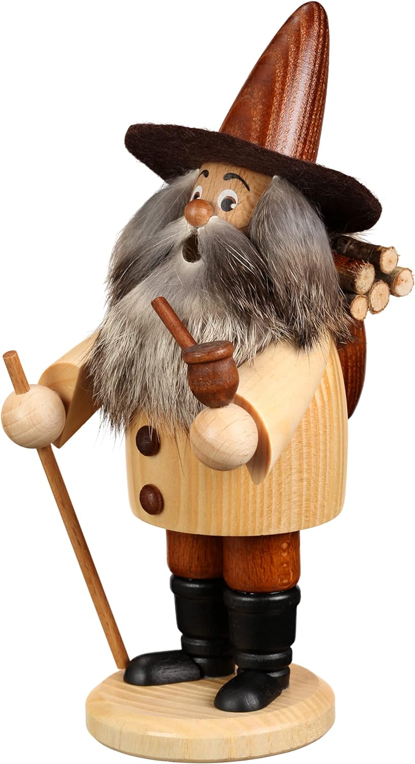 DWU Original Erzgebirgischer Räuchermann® Wichtel Holzsammler Natur #933/N