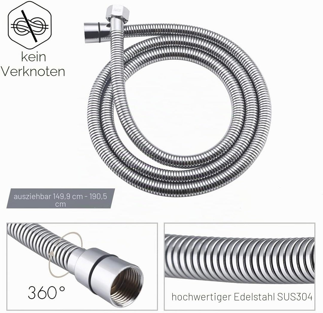 KES Duschsystem Duschkopf Regendusche 3 Funktion mit Handbrause Schlauch Duscharmatur Duschbrause Du