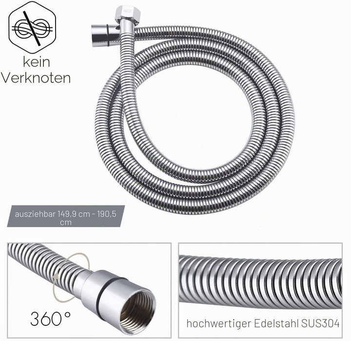 KES Duschsystem Duschkopf Regendusche 3 Funktion mit Handbrause Schlauch Duscharmatur Duschbrause Du