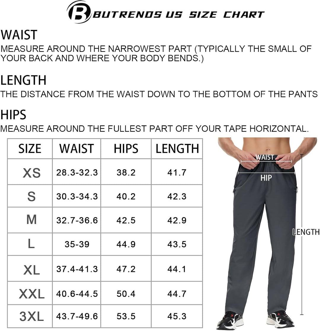 Butrends Herren Wanderhose Leicht Outdoorhose Workout-Laufhosen Atmungsaktive Sporthose XS Dunkelgra